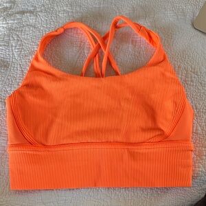 Lululemon Energy Bra Long Line Ribbed Hilight Orange 6